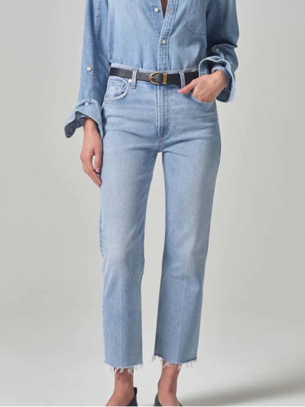 Citizens of Humanity Daphne Crop Jean Womens 29 Raw Hem Blue Stretch high rise